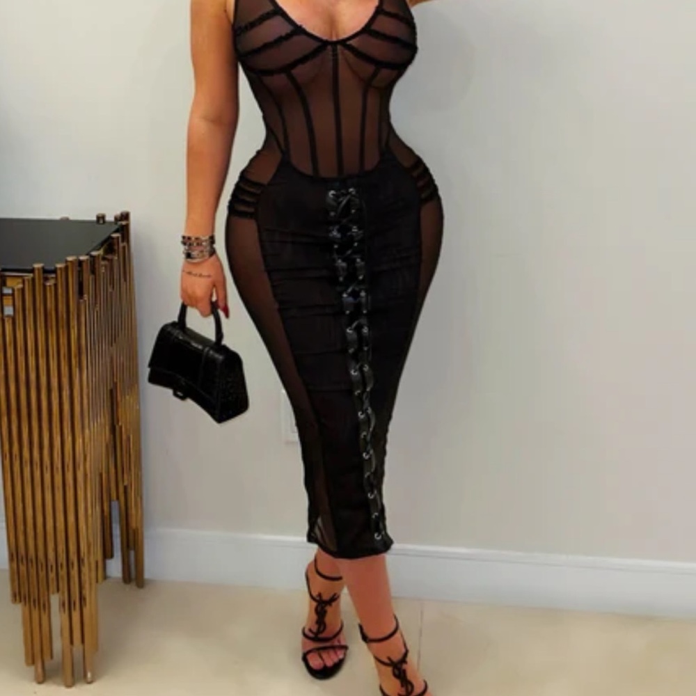 Chic Black Sheer Bodycon Dress